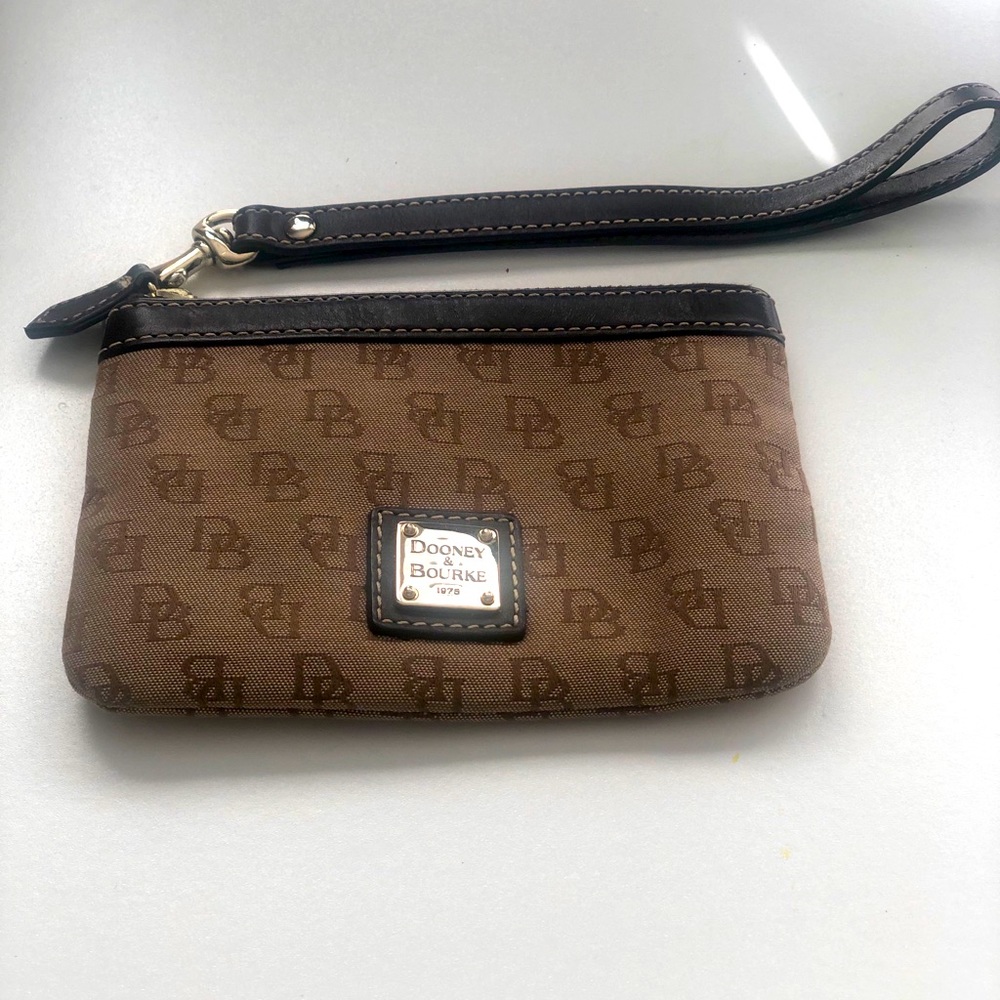 Dooney & Bourke Brown Monogram Wristlet Clutch